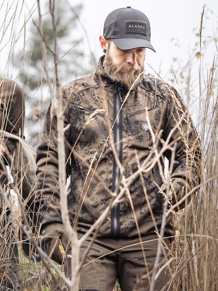 Buzzard Ms Reversible Fleece Jacket Brown Blur/Night Green