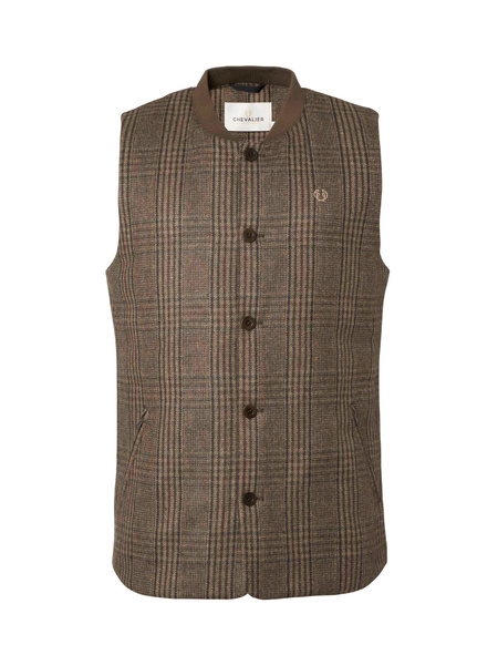 Sion Fill100 Tweed Vest Men Dark Brown Glencheck | Chevalier