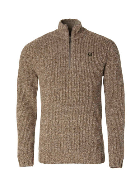 Groby Half Zip Wool Pullover Men Saddle Brown Neps | Chevalier